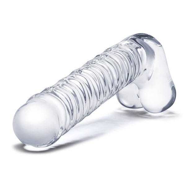 Glas 8-inch Ribbed G Spot Dildo With Balls