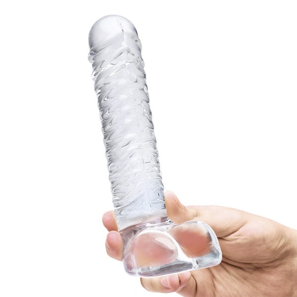 Glas 8-inch Ribbed G Spot Dildo With Balls