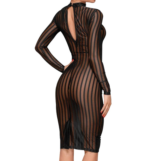 Noir Classic Tuelle Stripe Dress