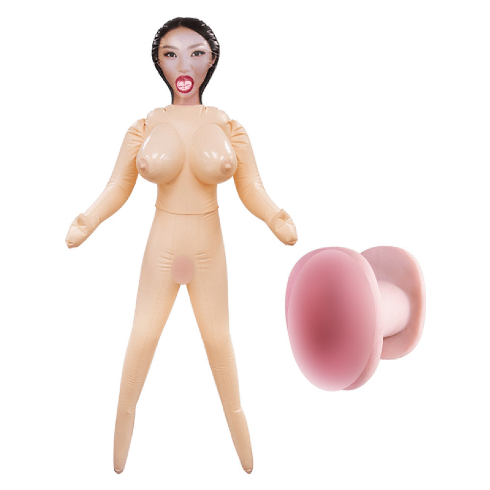 My Fair Lady Standing Pose PVC Inflatable Sex Doll With Silicone Masturbator