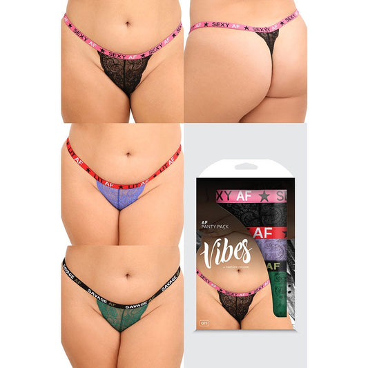 Fantasy Lingerie Vibes AF Panty Pack 3-Piece Lace Thong Set