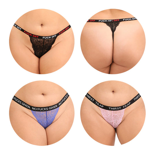 Fantasy Lingerie Vibe F*ck Panty Pack Queen Size 3-Piece G-String Set