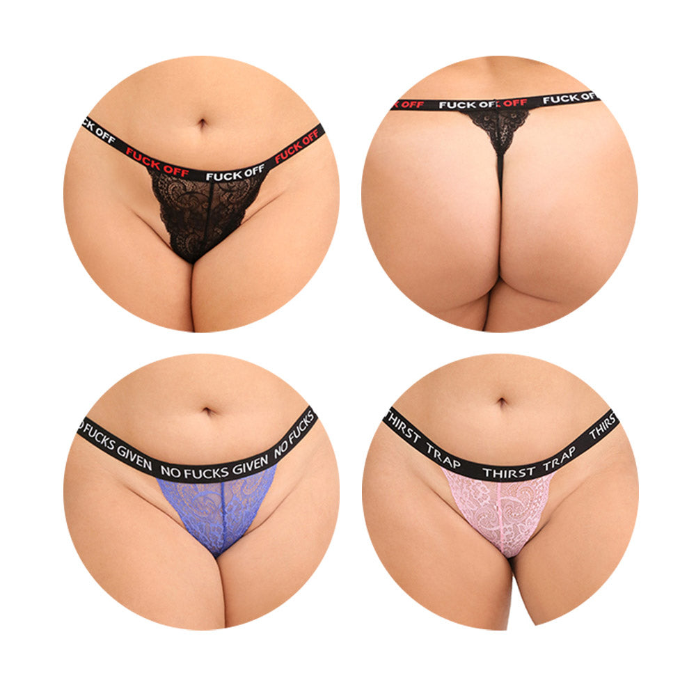 Fantasy Lingerie Vibes F*ck Panty Pack 3 Piece - Queen Size