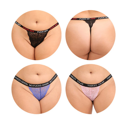 Fantasy Lingerie Vibes F*ck Panty Pack 3 Piece - Queen Size