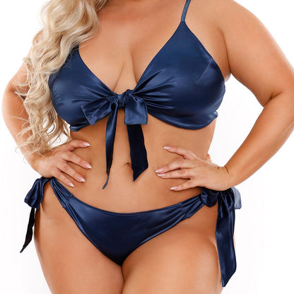 Fantasy Lingerie Vixen Girl U Want Satin Tie Bra & Panty Set