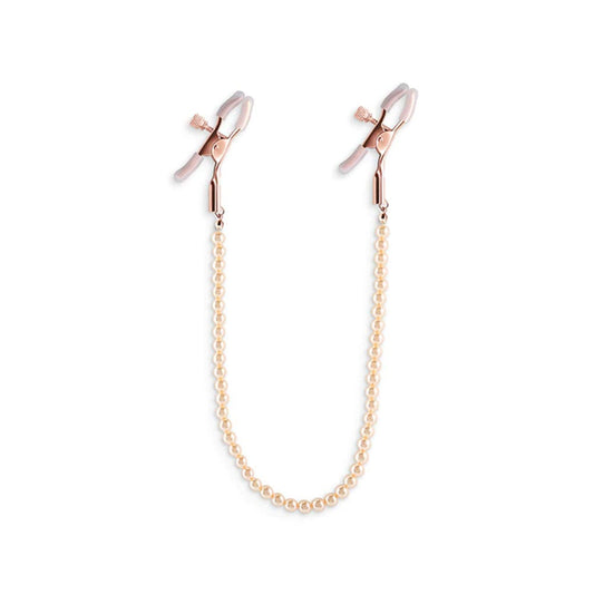 Bound DC1 Alligator-Style Nipple Clamps with Pearl Chain - Rose Gold