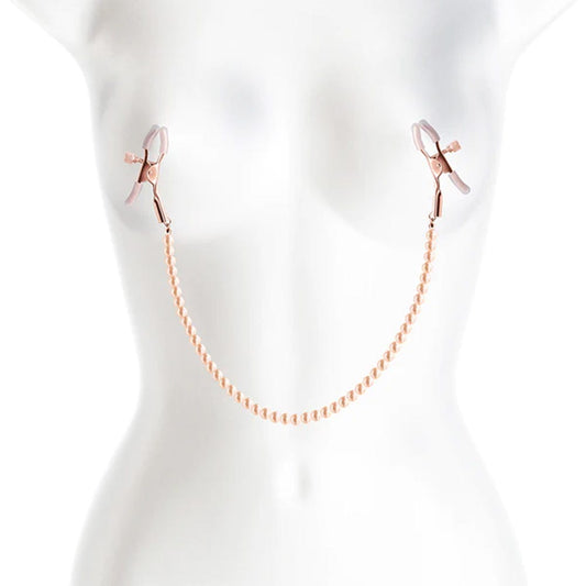 Bound DC1 Alligator-Style Nipple Clamps with Pearl Chain - Rose Gold
