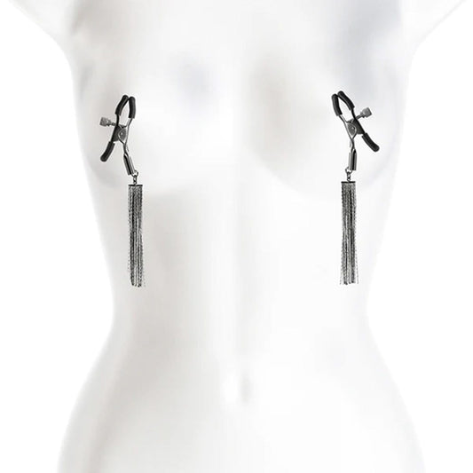 Bound D2 Adjustable Nipple Clamps with Tassels - Charcoal