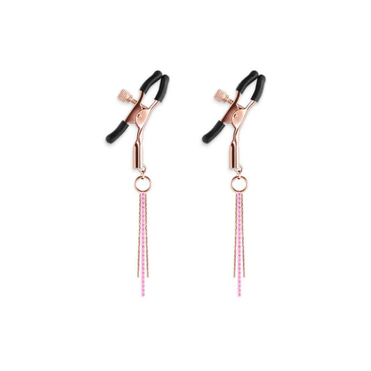 Bound D3 Adjustable Nipple Clamps with Tassels - Rose Gold