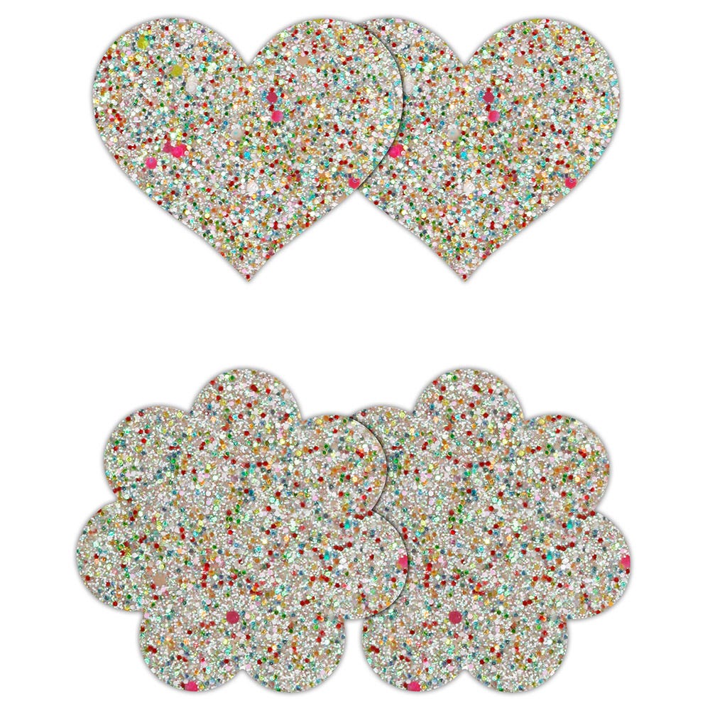 Pretty Pasties Glow-In-The-Dark Glitter Heart and Flower 2-Pack