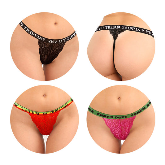 Fantasy Lingerie Vibes Trippy Panty Pack 3-Piece Lace Thong Set