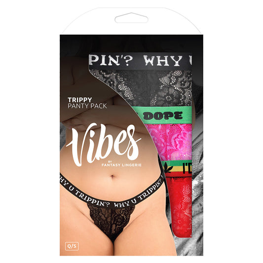 Fantasy Lingerie Vibes Trippy Panty Pack 3-Piece Lace Thong Set