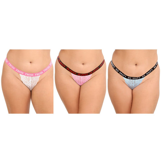 Fantasy Lingerie Vibes Tasty Panty Pack 3-Piece Lace Thong Set