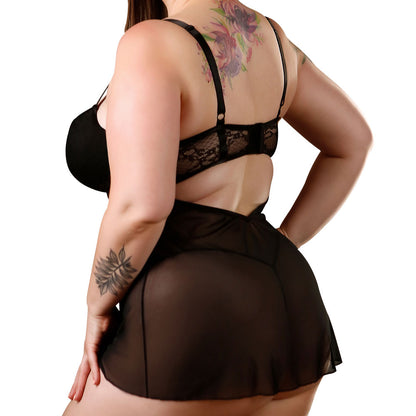 Fantasy Lingerie Curve Emily Strappy Chemise & G-String Panty Set
