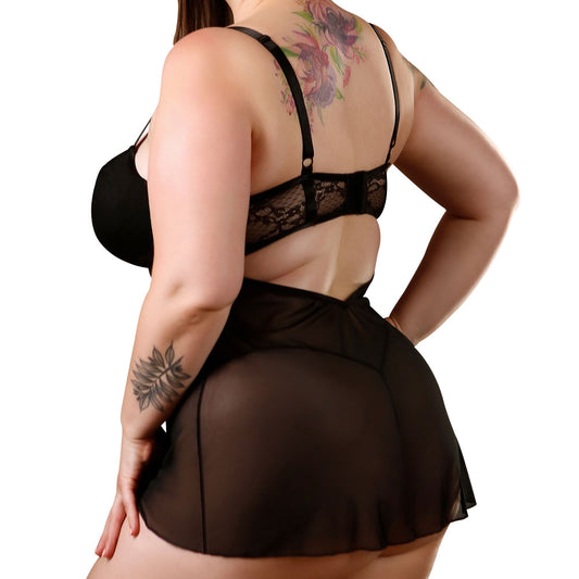 Fantasy Lingerie Curve Emily Strappy Chemise & G-String Panty Set