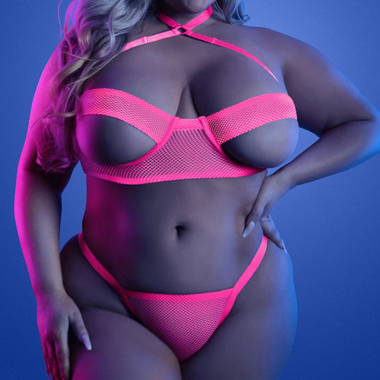 Fantasy Lingerie Glow Slow Motion Peekaboo Cup Bra & Panty Set - QS