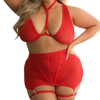 Fantasy Lingerie Tease Vaughn Bralette, Gartered Skirt & Panty Set
