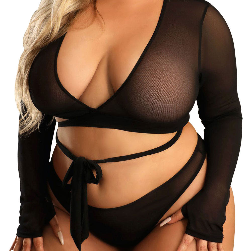 Fantasy Lingerie Vixen No Regrets Reversible Wrap Top & Panty 2-Piece Set