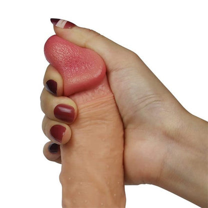 Nature Cock 8.5 Inch Dual-Layered Straight Platinum Silicone Dildo with Balls