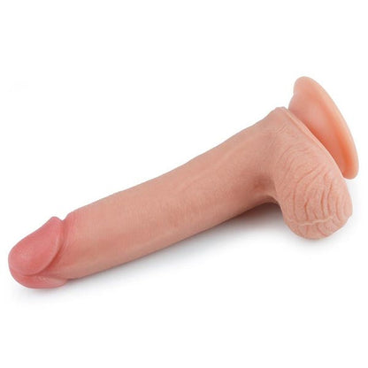 Nature Cock 8-Inch Dual Layered Straight Platinum Silicone Dildo with Balls