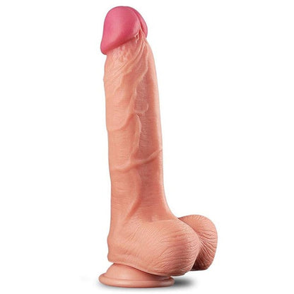 Nature Cock 10-Inch Dual-Layered Platinum Silicone Dildo with Balls