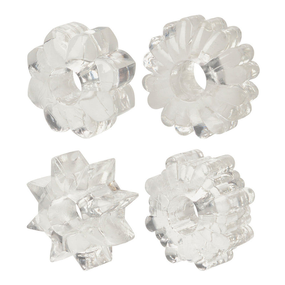 Basic Essentials Cock Ring Set of 4 - Clear