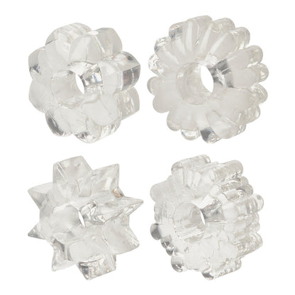Basic Essentials Cock Ring Set of 4 - Clear
