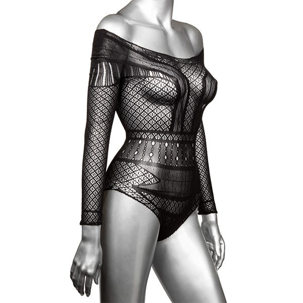 Scandal Off The Shoulder Mesh Lace Bodysuit