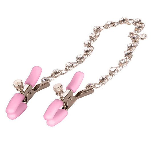 Nipple Play Crystal Chain Pink Nipple Clamps