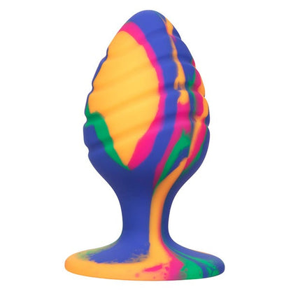 Cheeky Large Textured Silicone Tie-Dye Swirl Butt Plug
