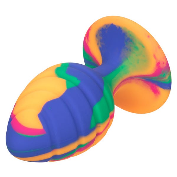 Cheeky Large Textured Silicone Tie-Dye Swirl Butt Plug