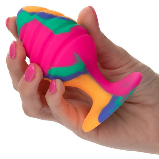 Cheeky Large Textured Silicone Tie-Dye Swirl Butt Plug
