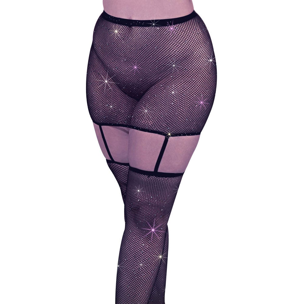 CalExotics Radiance 1-Piece Garter Skirt with Thigh High Stockings & Rhinestones