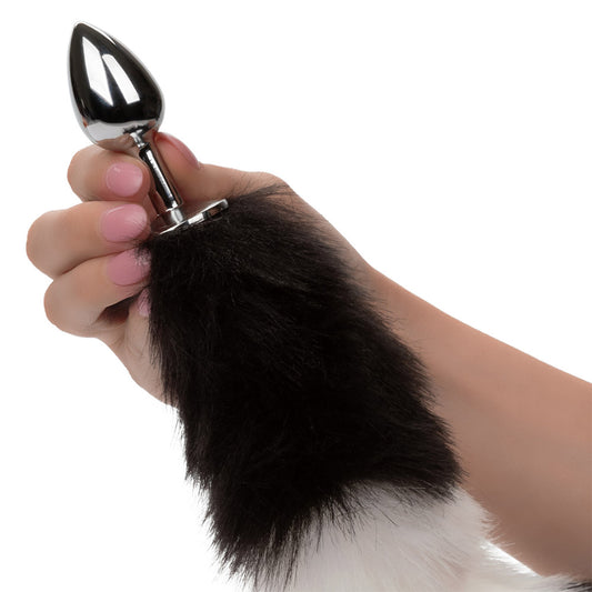 CalExotics Running Wild Black & White Tail Butt Plug