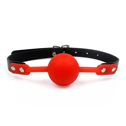 Love in Leather Red Faux Leather Gag with Silicone Ball