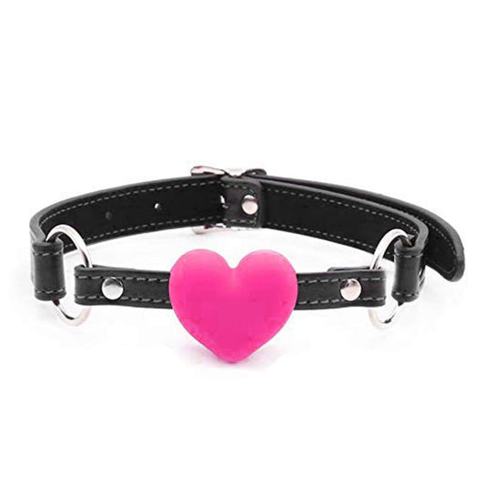 Love in Leather Faux Leather Gag with Silicone Heart