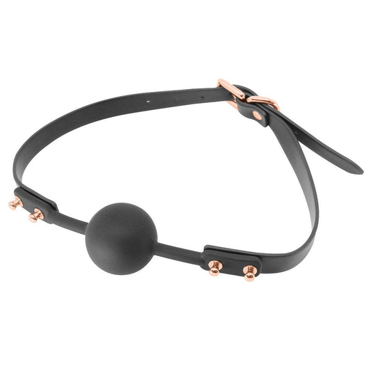 Love in Leather Faux Leather Studded Gag with Silicone Ball - Rose Gold
