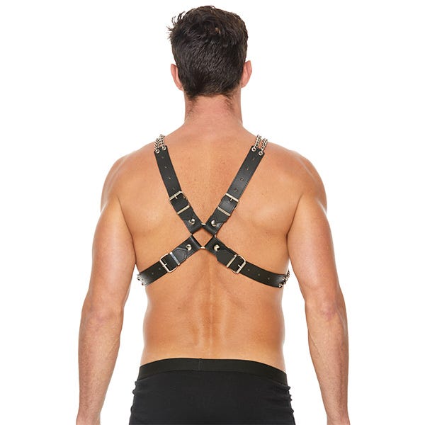 Ouch Chain And Chain Bonded Leather Harness