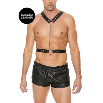 Ouch Twisted Bit Leather Harness OS Black