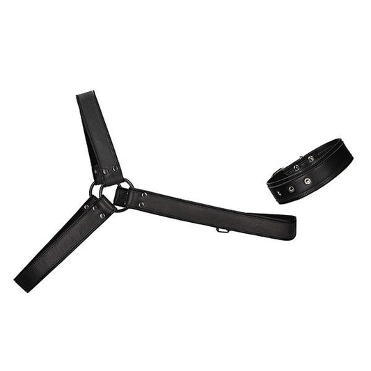 Ouch! Bonded Leather Gladiator Harness with Armband