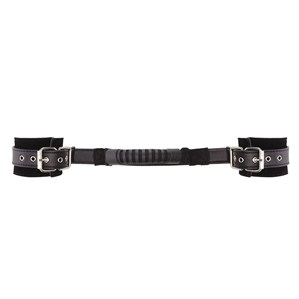 Ouch Black & White Bonded Leather Wrist Cuffs with Adjustable Straps