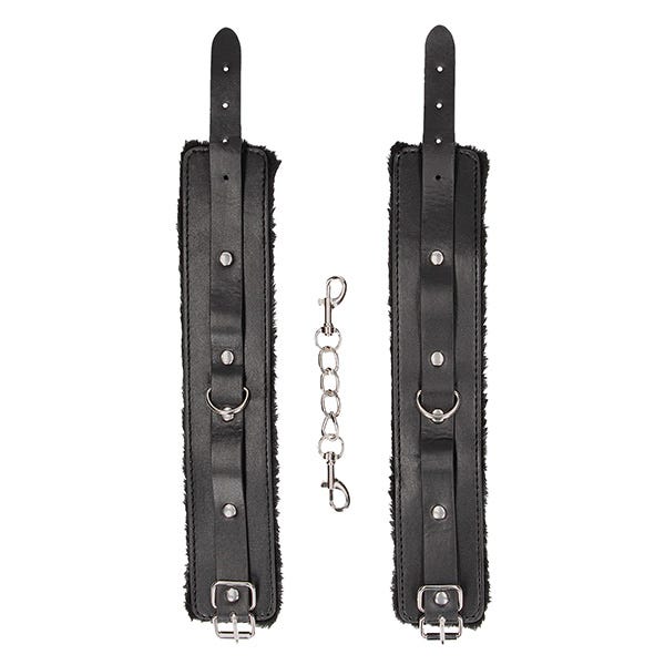Ouch Black & White Plush Bonded Ankle Cuffs