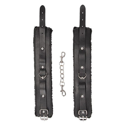 Ouch Black & White Plush Bonded Ankle Cuffs