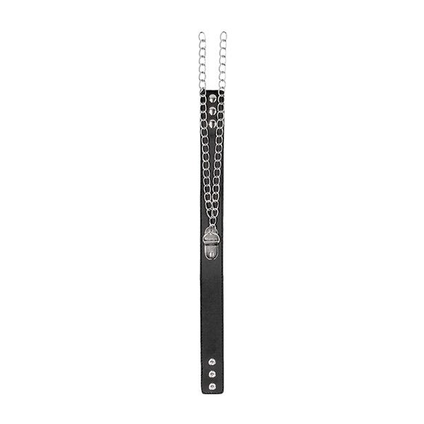 Ouch Black & White Bonded Leather Collar and Wrist Cuff
