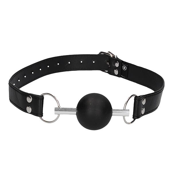 Ouch Black & White Solid Ball Gag Leather Straps