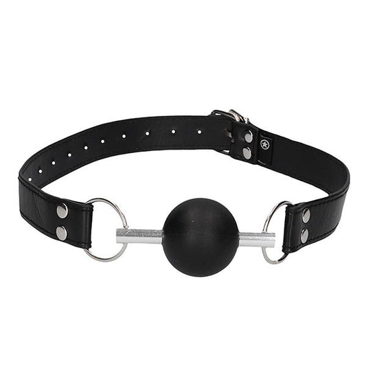 Ouch Black & White Solid Ball Gag Leather Straps