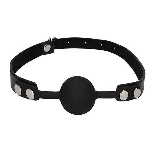 Ouch Black & White Silicone Ball Gag Leather Straps