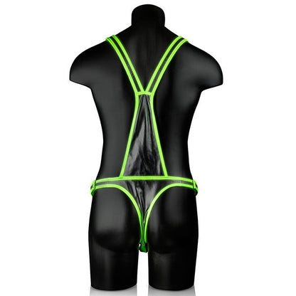 Ouch! Glow In the Dark Bonded Leather Body Harness and Briefs