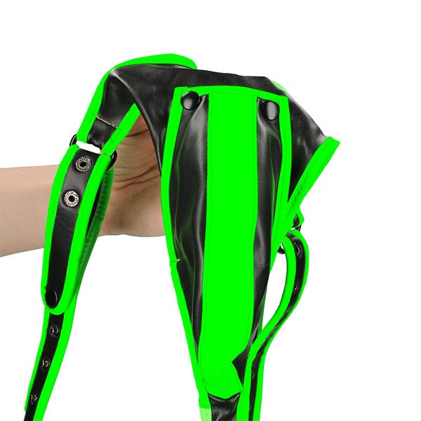 Ouch! Glow In the Dark Bonded Leather Body Harness and Briefs