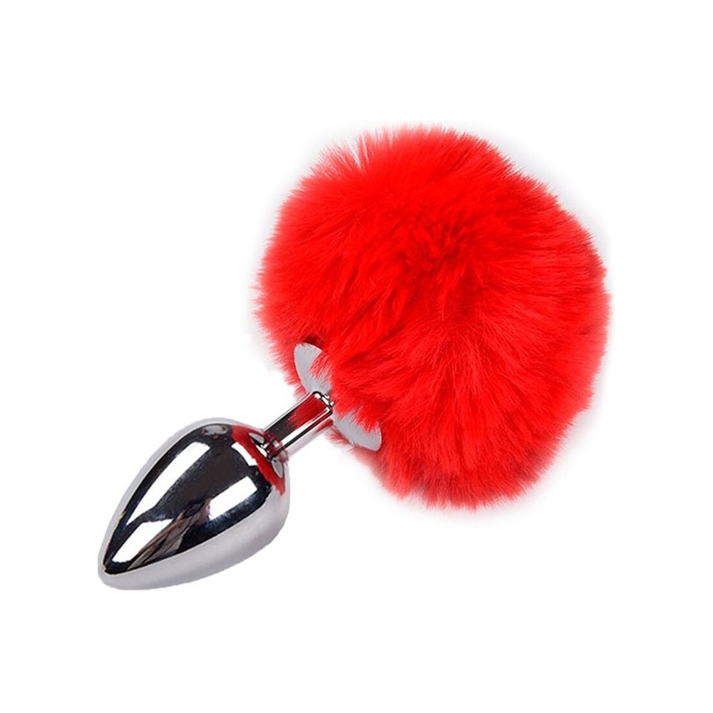 Alive BDSM Line Anal Pleasure Metal Anal Fluffy Butt Plug Small - Red